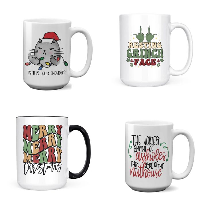 Pine Tree Christmas Mugs