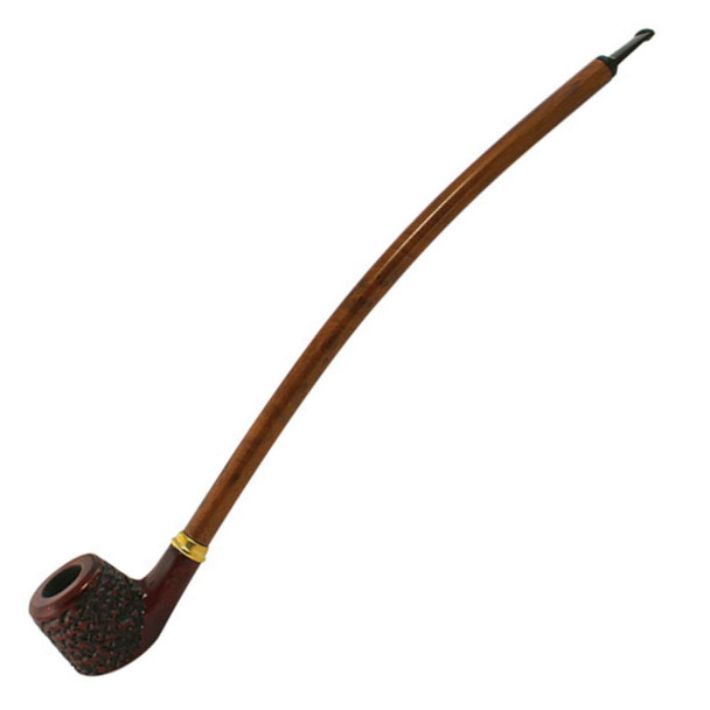 Pulsar Shire Pipes Curved Engraved Cherry Wood Tobacco Pipe - 15&quot;