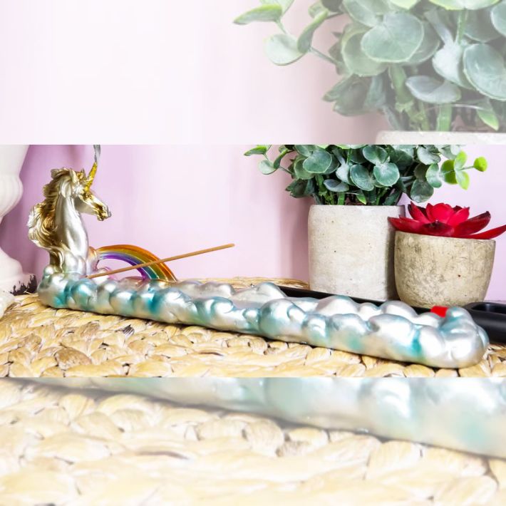 Unicorn w/ Rainbow &amp; Clouds Incense Burner