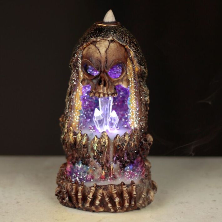 Skull &amp; Crystals Backflow Incense Burner