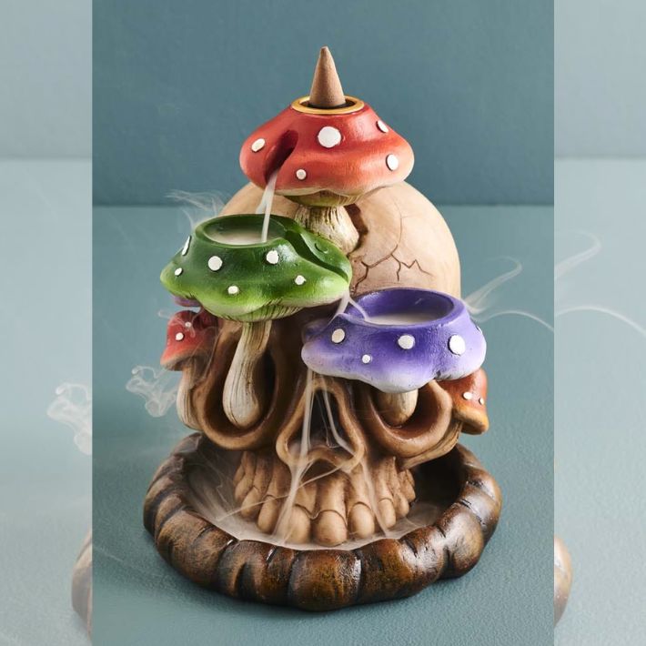 Fujima Tri-Mushroom Skull Backflow Incense Burner