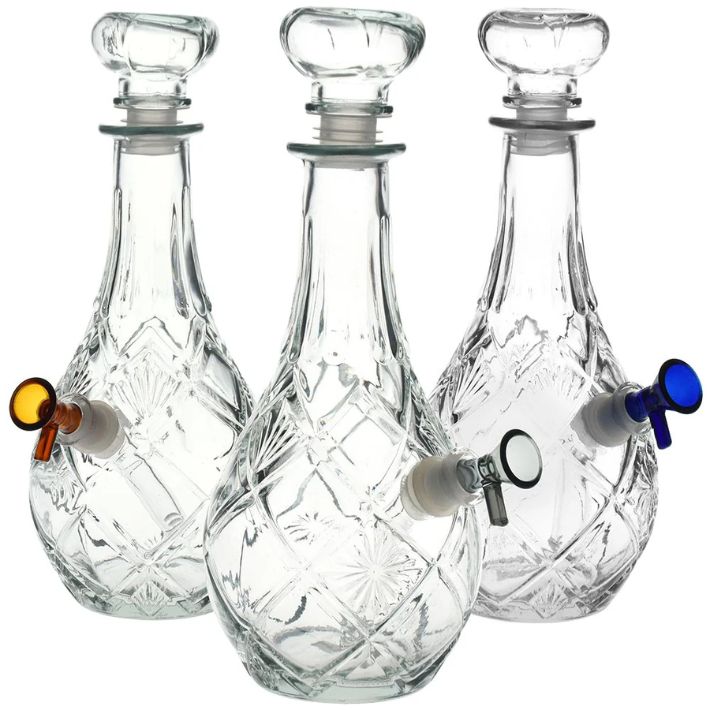Vintage Decanter Style Glass Water Pipe w/ Cap-9&quot;