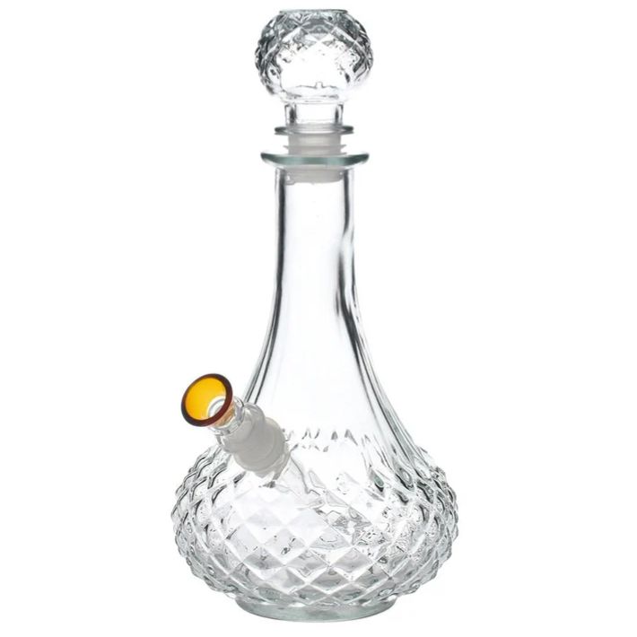 Vintage Decanter Style Glass Water Pipe w/ Cap - 8.25&quot;