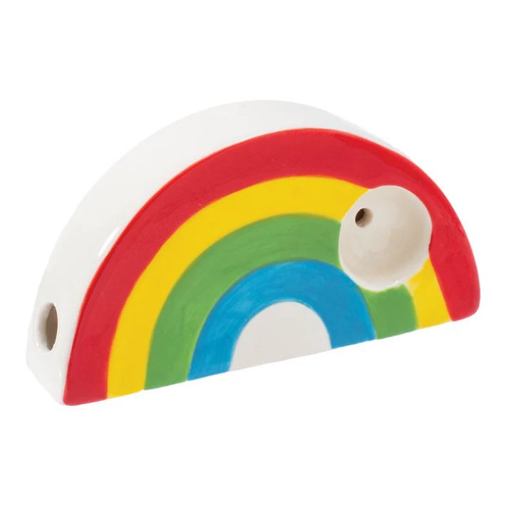 Rainbow Ceramic Handpipe Hand-Painted by Wacky Bowlz