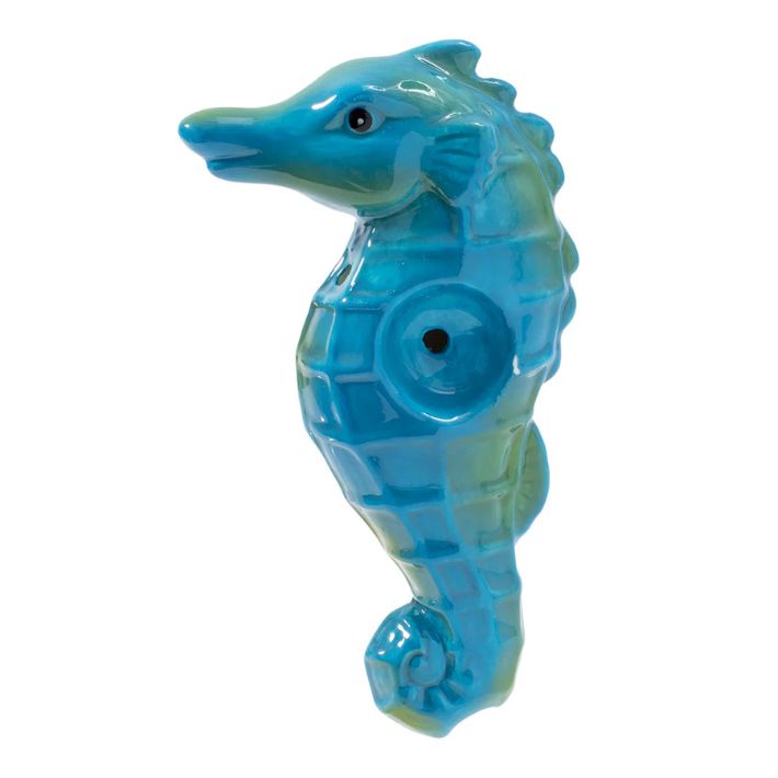 Seahorse Ceramic Handpipe Hand-Painted by Wacky Bowlz 3264