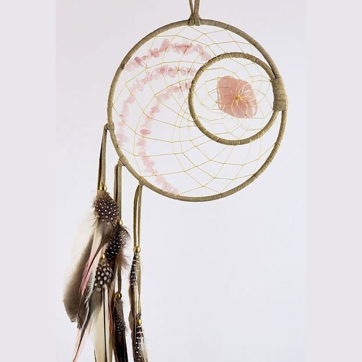 6&quot; Woodland Rose Quartz &amp; Bead Dreamcatcher