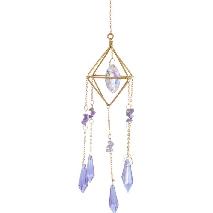 Gold Crystal Ornament With Amethyst Chips