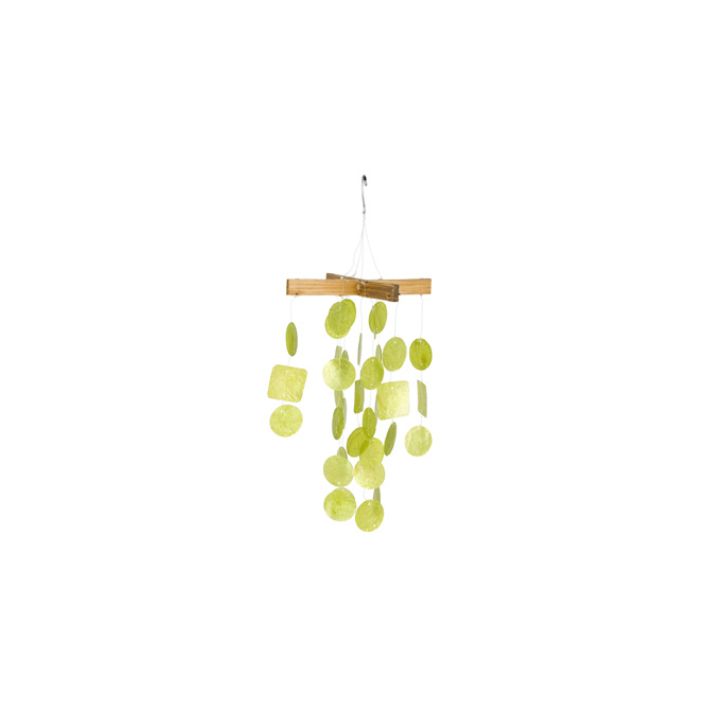 Lime Green Capiz with Wooden Beads Wind Chimes