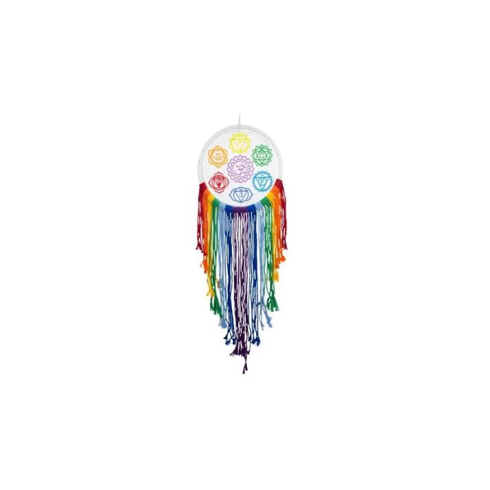 10.5&quot; 7 Chakras Embroidered With Fringe Dreamcatcher