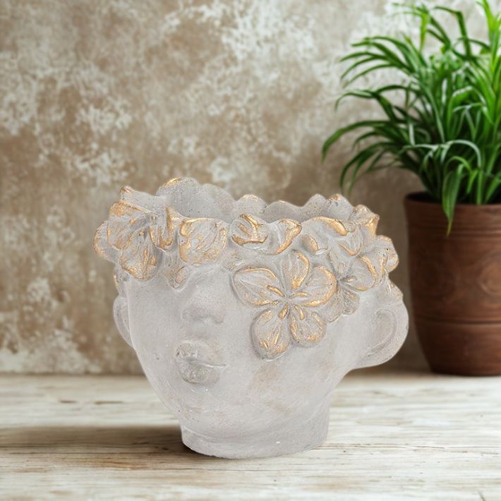 Mini Kissing Face Planter w/Gold