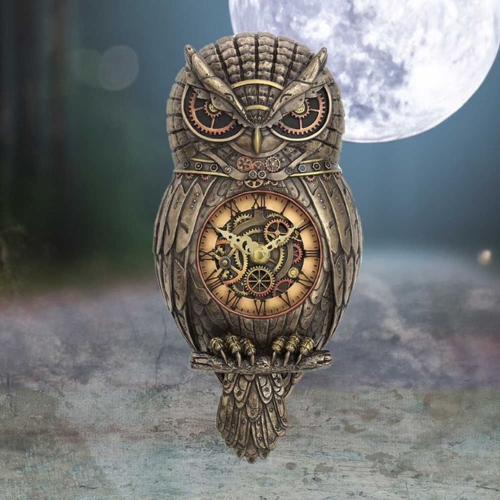 #320N Chronology Wisdom Steampunk Owl Wall Clock