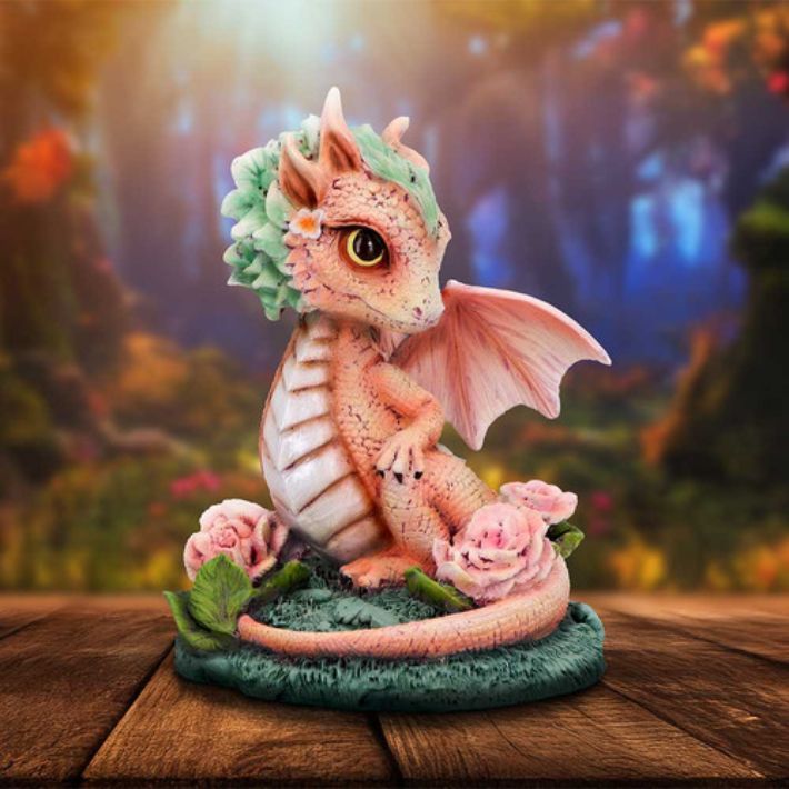 #336N Carnation Flower Dragon Figurine