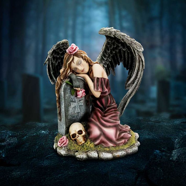#341N Lost Love – Mourning Angel Figurine of Gothic Remembrance