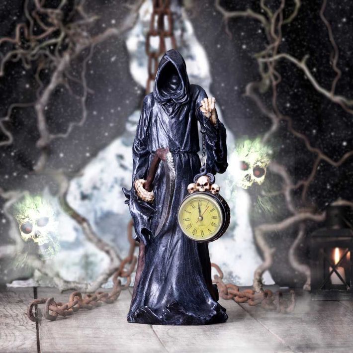 #353N Reaper Holding Clock Figurine