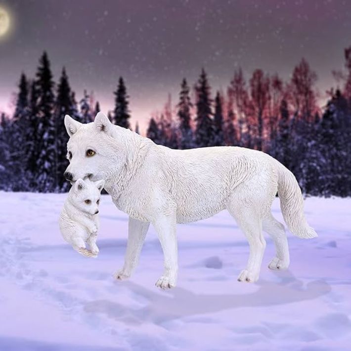#354N Winter Bond Mother Wolf and Pup Figurine