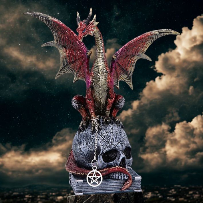 #362N Fate of the World Dragon on Skull Figurine