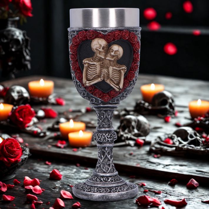 #377N To Have and To Hold Skeleton Lovers Goblet