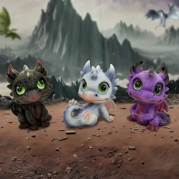 #378N Little Hordlings Cute Baby Dragonling Figurines (Set of 3)