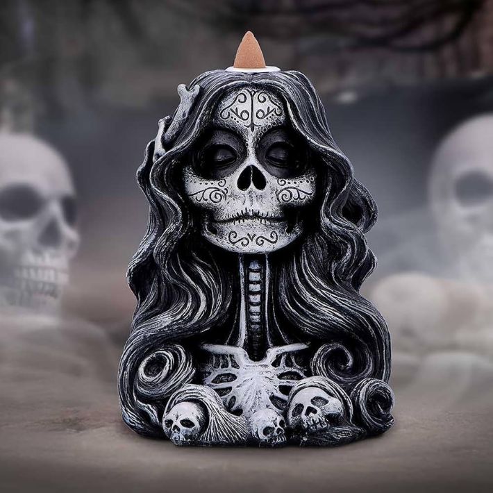 Calavera&#39;s Offering Gothic Day of the Dead Inspired Backflow Incense Burner
