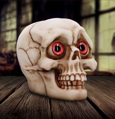 #400N Eyes Wide Open (Red) Decorative Resin Skull