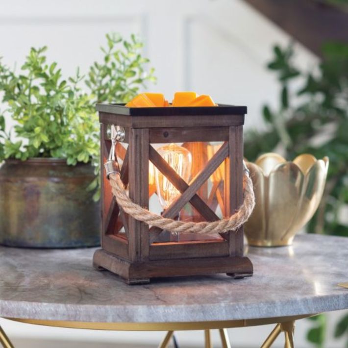 Vintage Bulb Illumination Fragrance Warmer, Design: Walnut and Rope