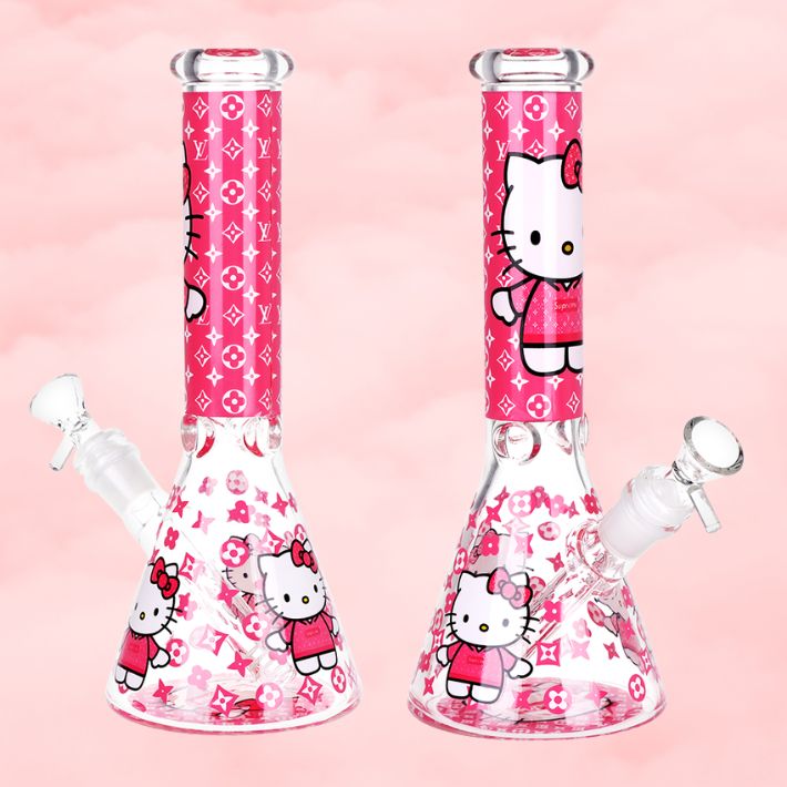 High Fashion Kitty Beaker Glass Water Pipe - 10"