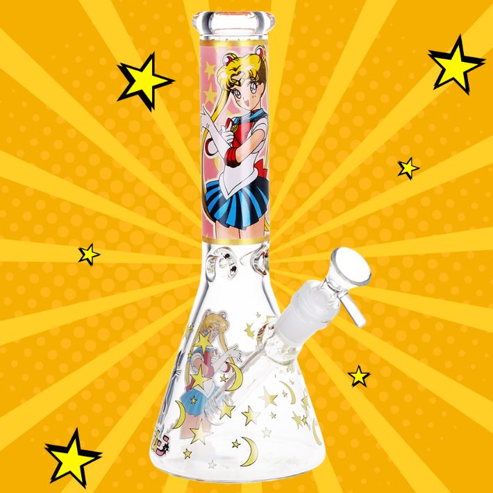 Japanese Animation Girl Beaker Glass Water Pipe - 10"