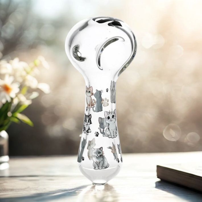 Cute Kitties Glass Spoon Pipe - 4.5"
