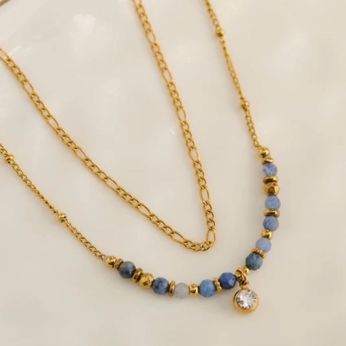 Narelle Necklace Double Lapis Gold