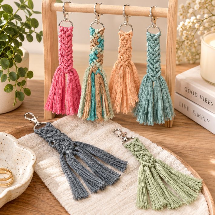 Shagwear Macrame Braided Tassel Keychain