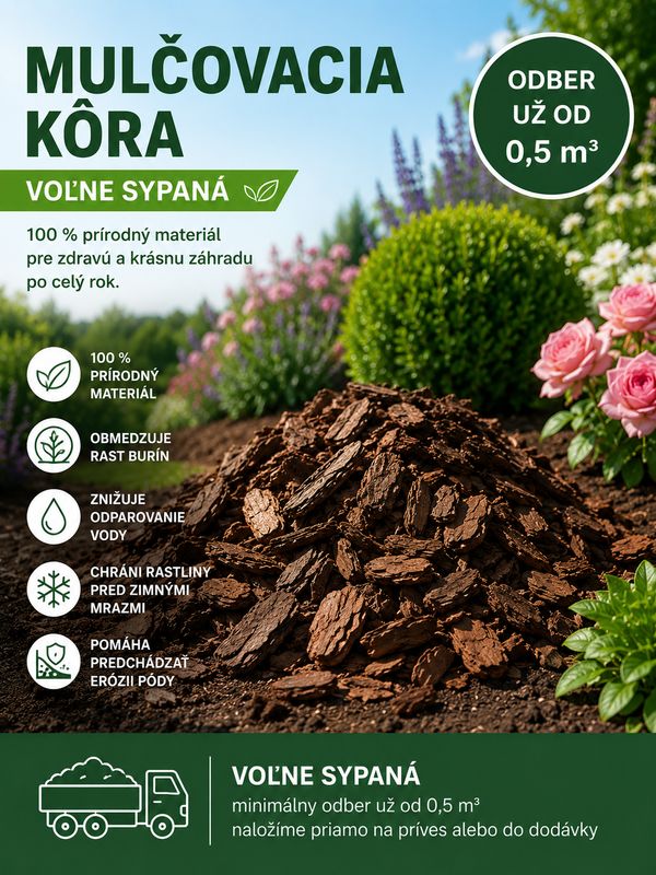 Mulčovacia kôra – voľne sypaná