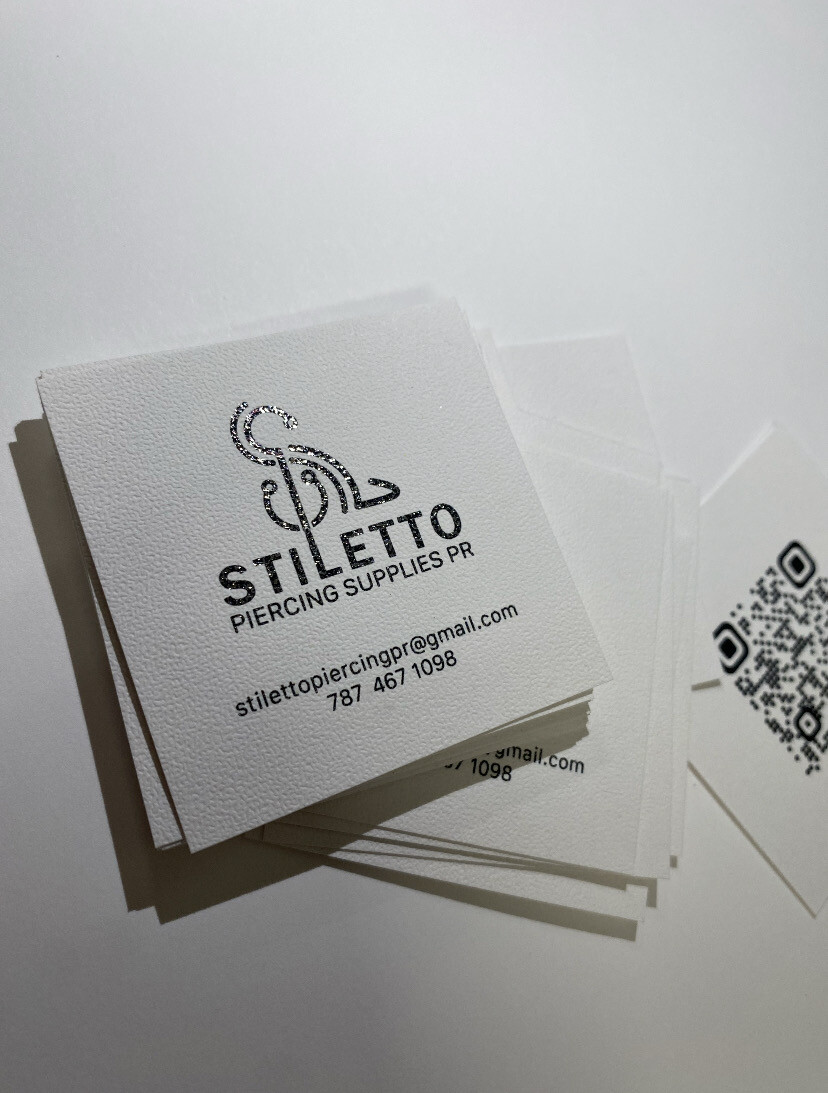 Tarjetas de presentación Texturizado 2"x2" Foil Silver On Front