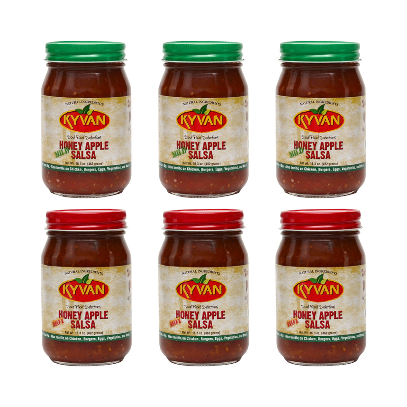 KYVAN Hot & Mild Honey Apple Salsa - 6 Pack Combo