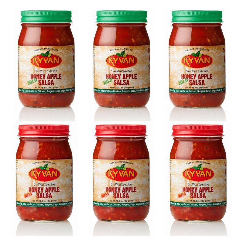 KYVAN Hot & Mild Honey Apple Salsa - 6 Pack Combo KYVAN Hot & Mild Honey Apple Salsa - 6 Pack Combo