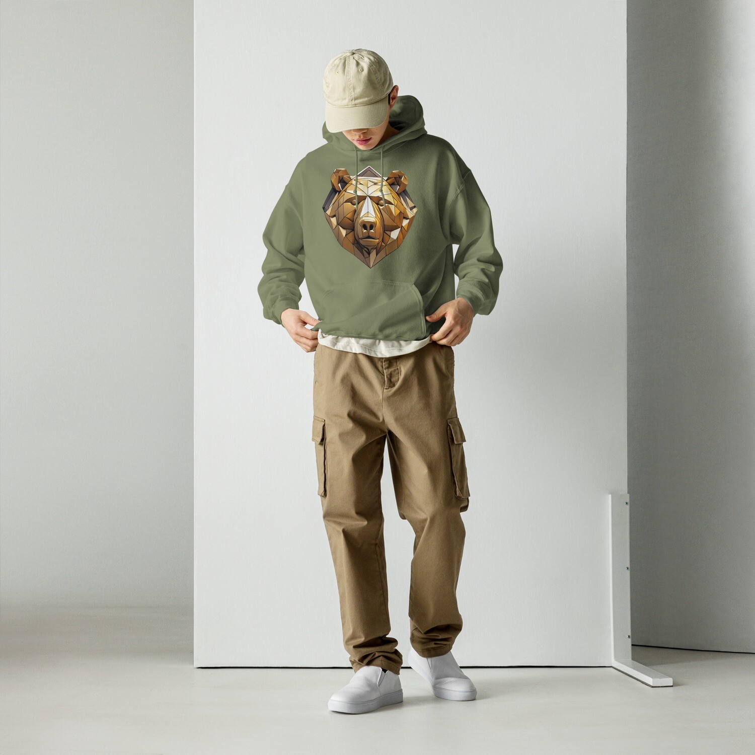 3D geometric golden bear 