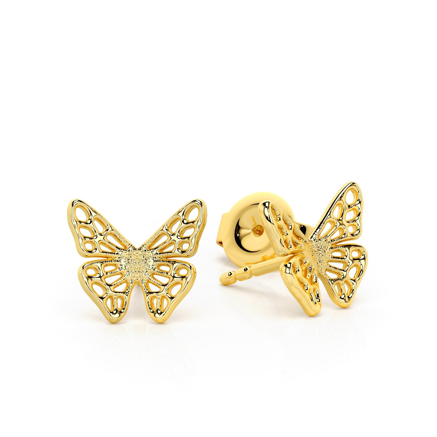Solid Gold Skipper Butterfly Stud Earrings