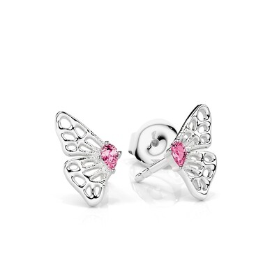 Gold and Sapphire Split-wing Butterfly Stud