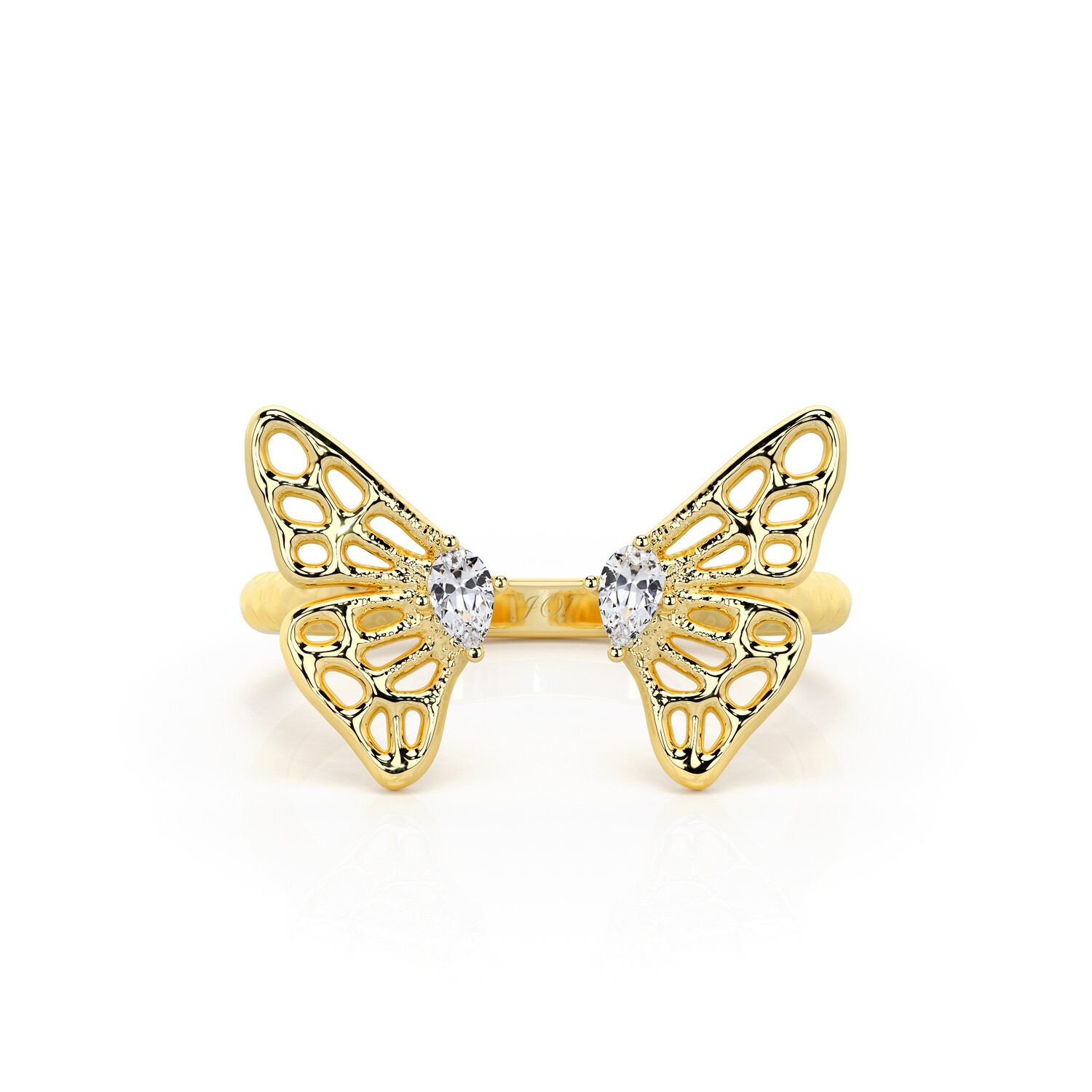 Solid Gold and Sapphire Split-wing Skipper Butterfly Ring