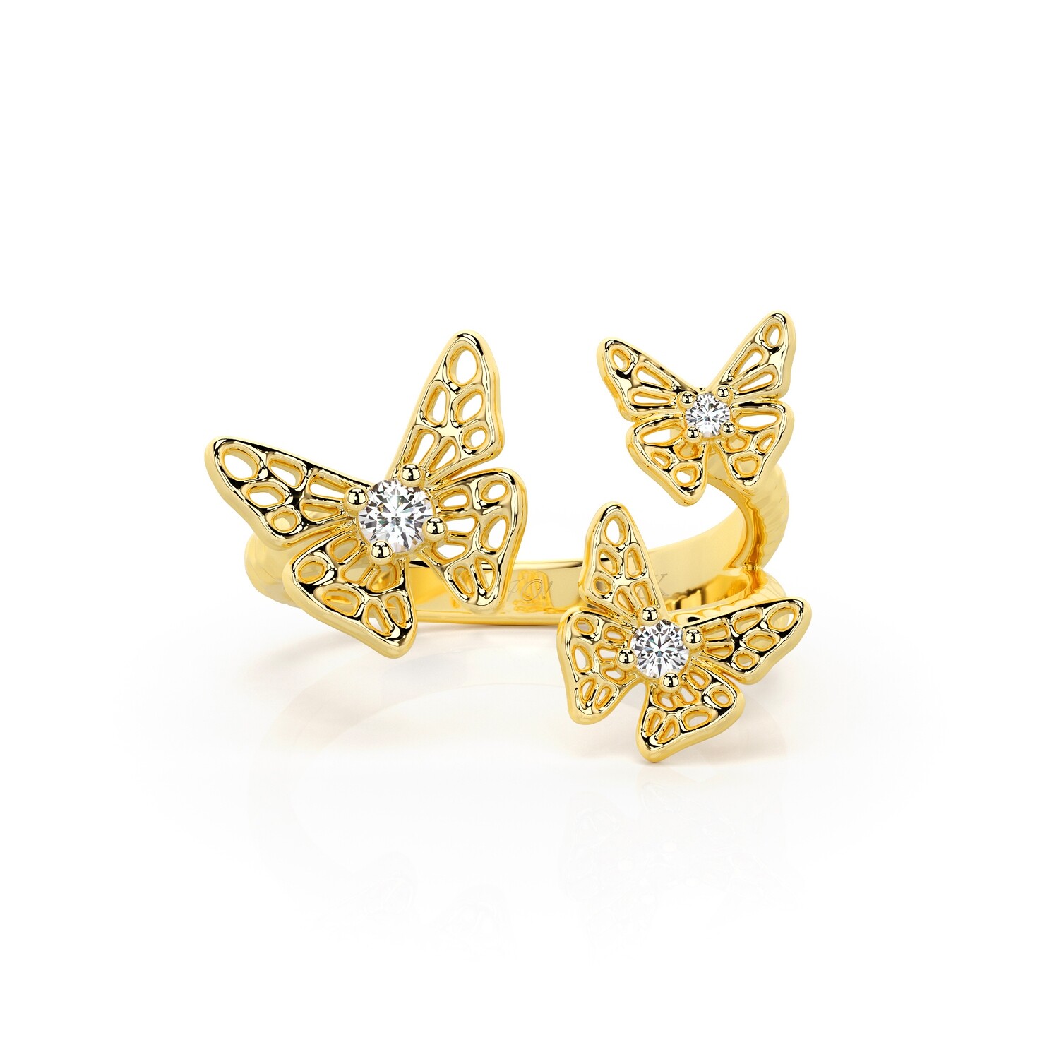 Solid Gold and Sapphire Kaleidoscope Skipper Butterfly Ring