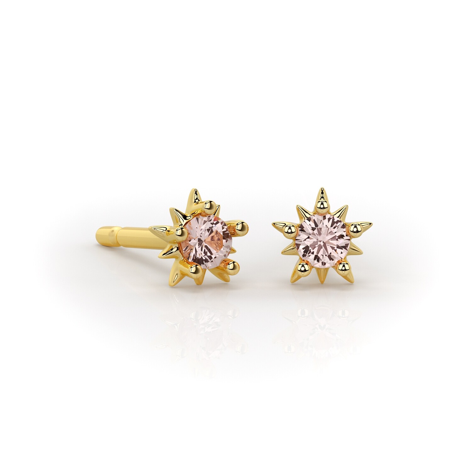 Solid Gold Sunstar Stud Earrings