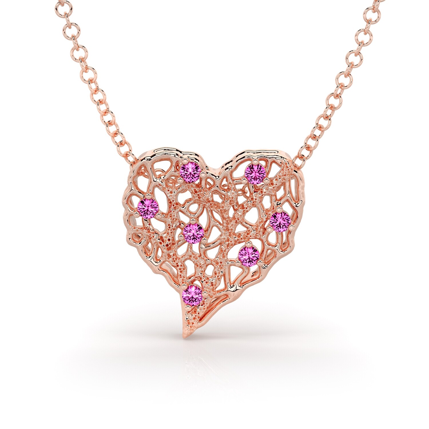 Solid Gold and Sapphire Open-hearted Necklace