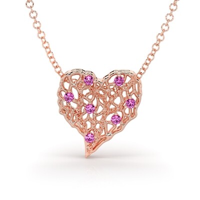Solid Gold and Sapphire Open-hearted Necklace