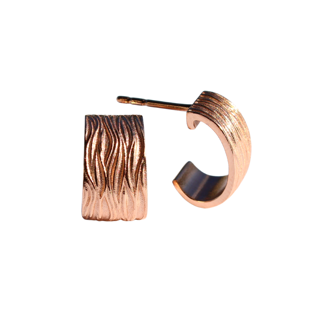 Solid Rose Gold Sand dune Huggie Hoop Earrings