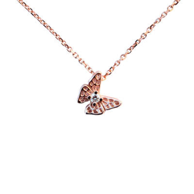Rose Gold Baby Diamond Butterfly Necklace