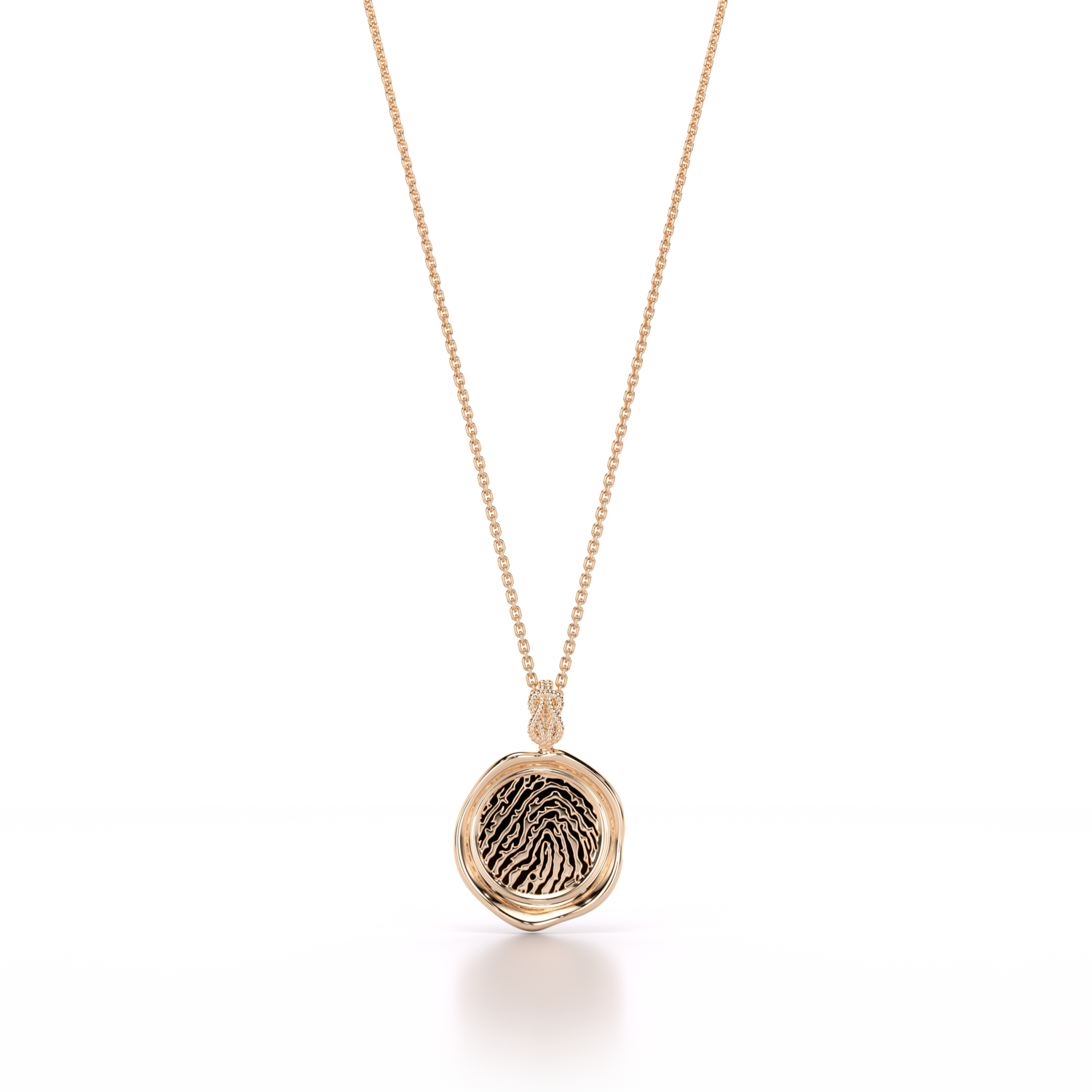Forever-with-You Rose Gold Petite Round Gold Seal Necklace.