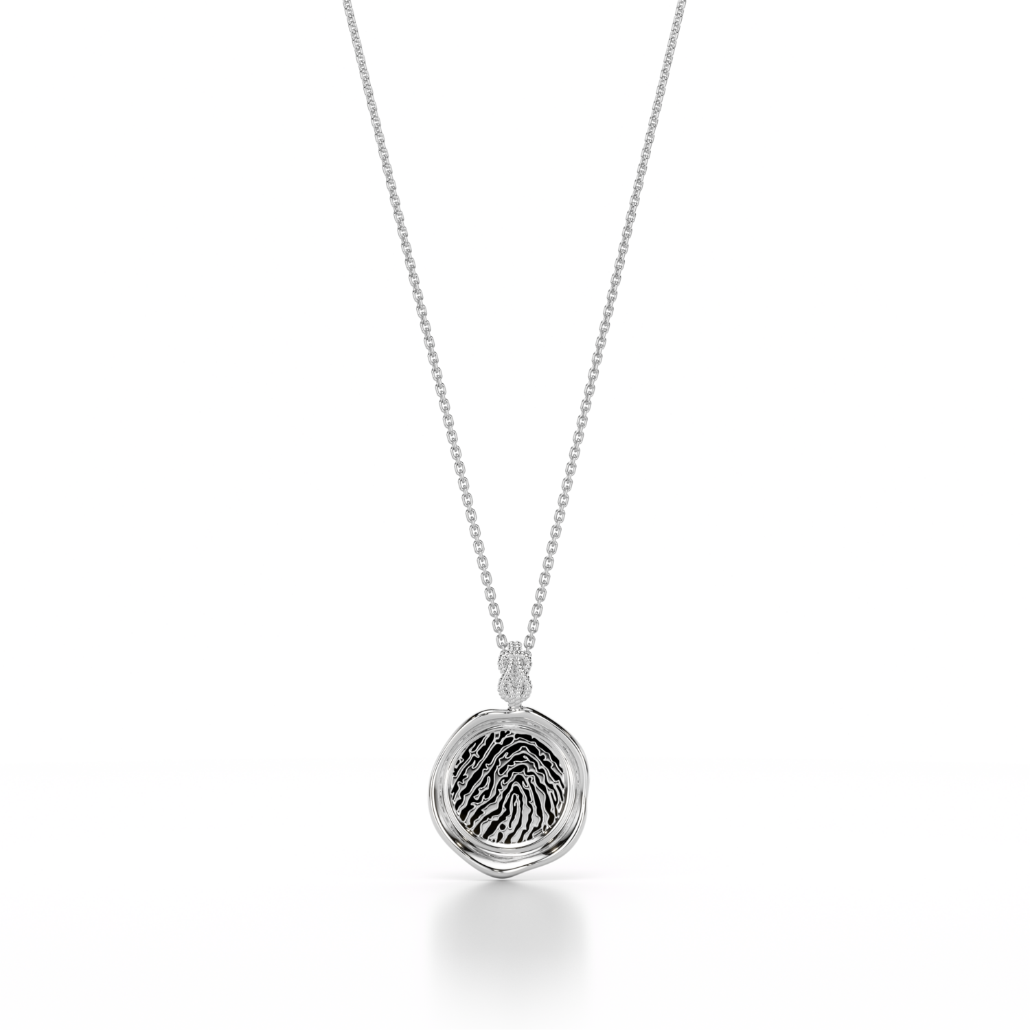 Forever-with-You White Gold Petite Round Gold Seal Necklace.