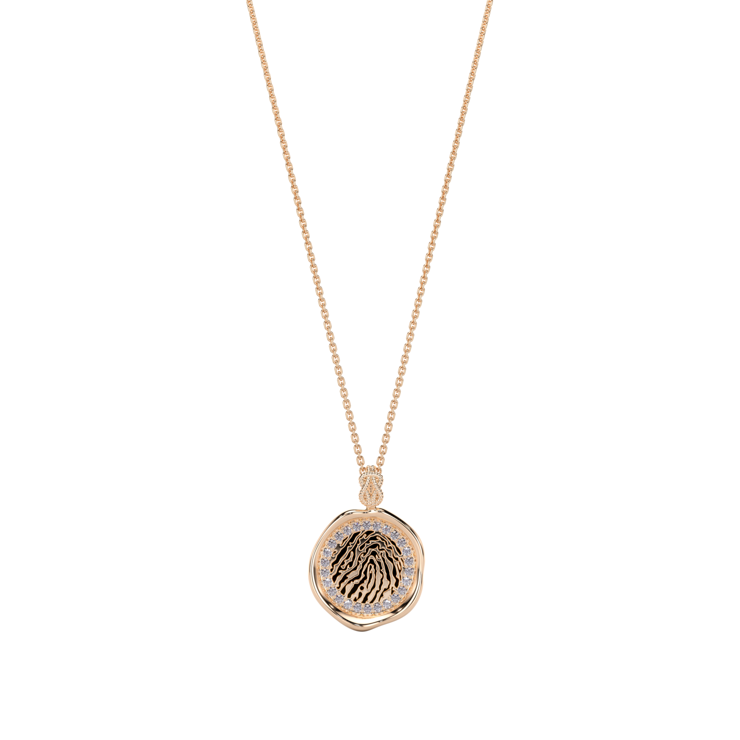Forever-with-You Petite Rose Gold Diamond Gold Seal Necklace