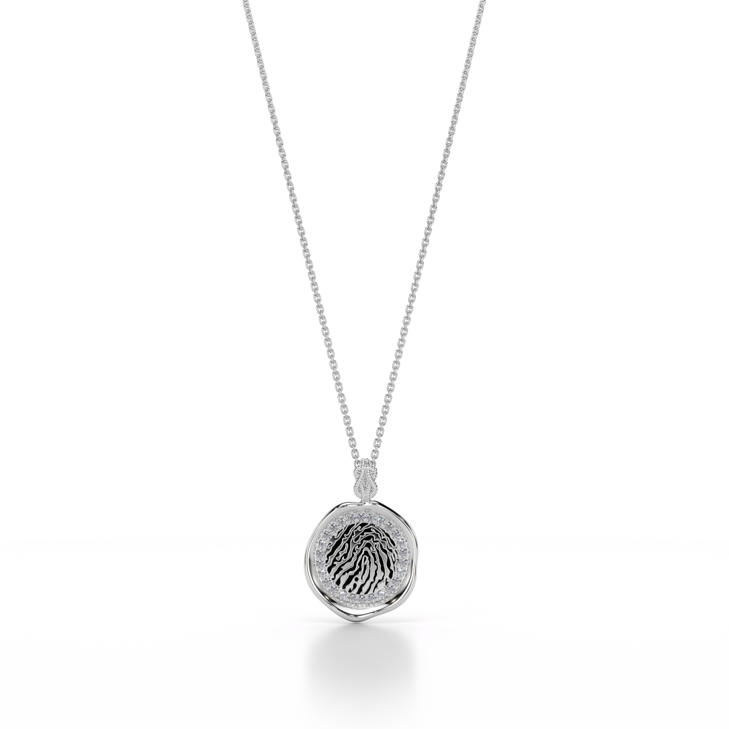 Forever-with-You Petite White Gold Diamond Gold Seal Necklace