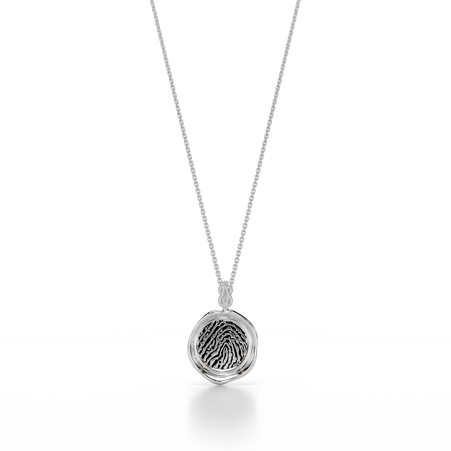 Forever-with-You White Gold Medium Round Gold Seal Necklace