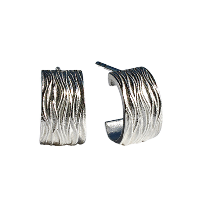 Sterling Silver Sand dune Huggie Hoop Earrings